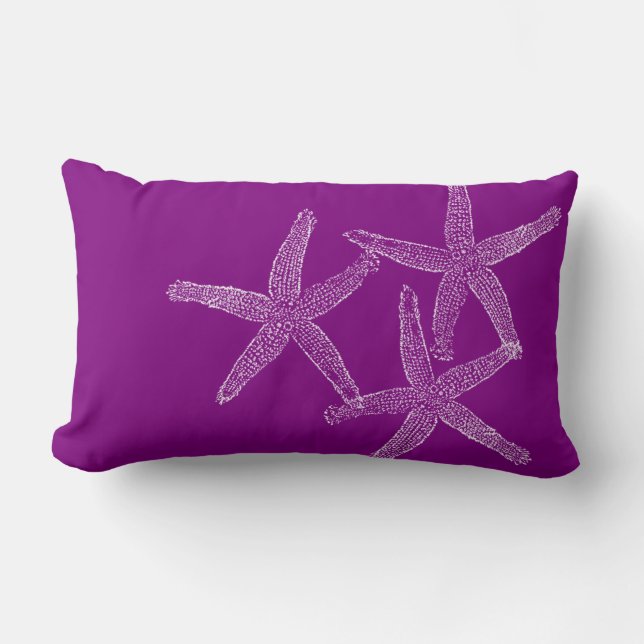 Rectangle Coussin pourpre avec les étoiles de mer blanches (Recto)