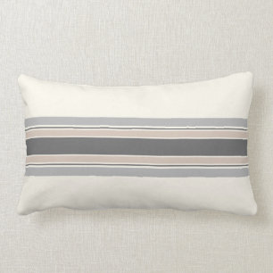 Rectangle Coussin rayé neutre de ferme dans le gris et le