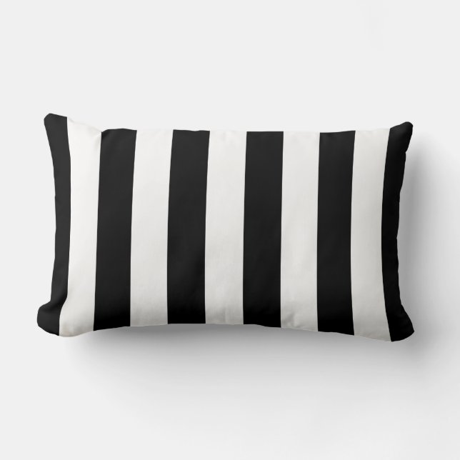 Rectangle Coussin rayé noir et blanc (Recto)