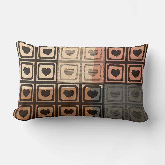 Rectangle Coussin rétro Black Hearts (Recto)