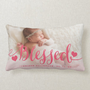 Rectangle Coussin rose béni de souvenir de photo de