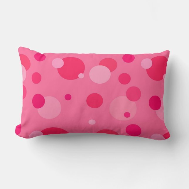 Rectangle Coussin rose de bulles de point de polka (Recto)