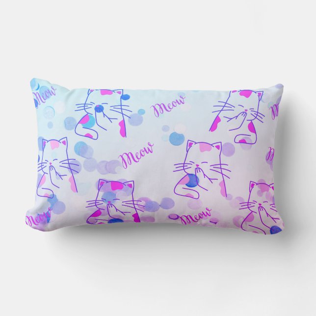 Rectangle Coussin rose et bleu Kitty Lumbar (Recto)