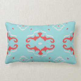 Rectangle Coussin rouge chic moderne d'ikat de turquoise