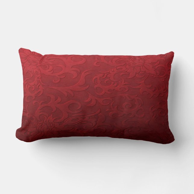 Rectangle Coussin rouge de regard de damassé (Recto)