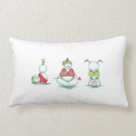 Rectangle Coussin sage de Noël de trois bonhommes de neige