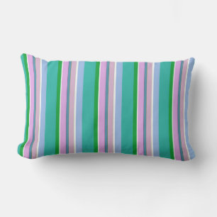 Rectangle Coussin Soft Pink, Blue et Green Stripes