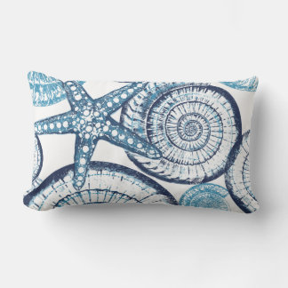 Rectangle Coussin Starfish Blue White Lumbar