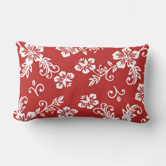 Rectangle Coussin tropical rouge d'impression (Recto)