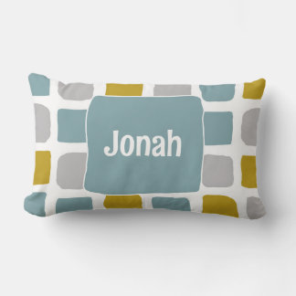 Rectangle Coussin turquoise Retro Boy avec nom