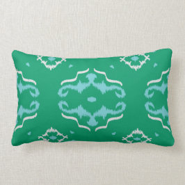 Rectangle Coussin vert chic moderne d'ikat de turquoise