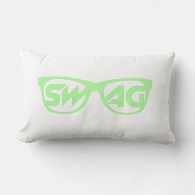 Rectangle Coussin vert et blanc Swag 2 face (Recto)