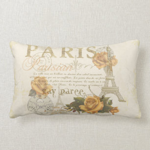 Rectangle Coussin vintage de Tour Eiffel de roses de Paris