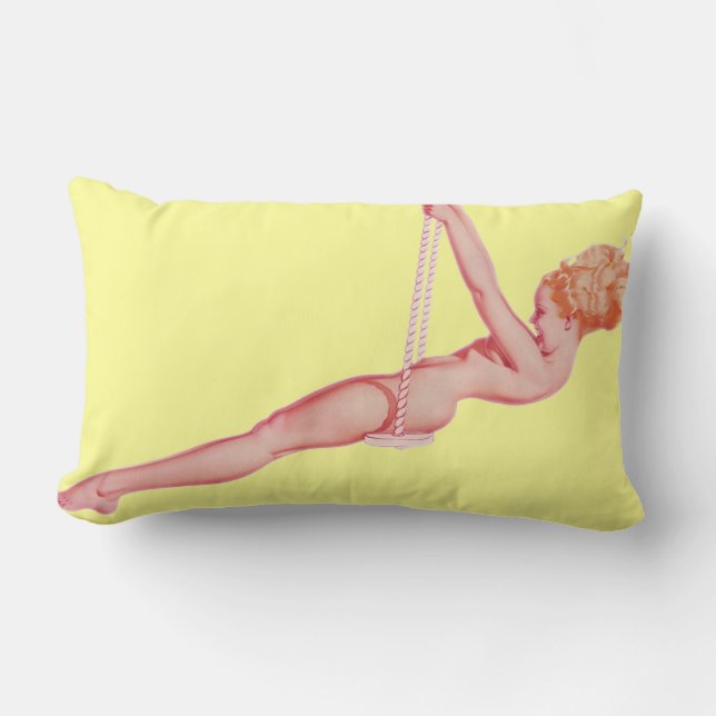 Rectangle Coussin vintage jaune heureux (Recto)