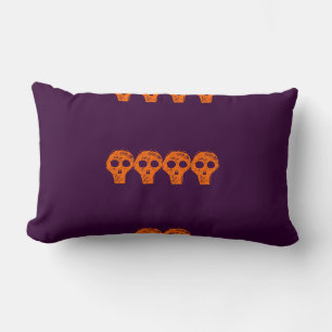 Rectangle crâne pourpre et orange coussin d'Halloween