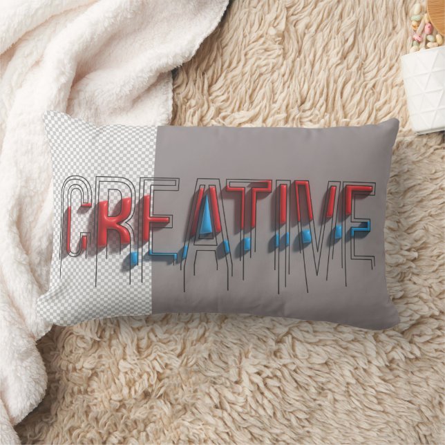 Rectangle Créatif - Typographie 3D fondue Coussin Lombaire (Couverture)