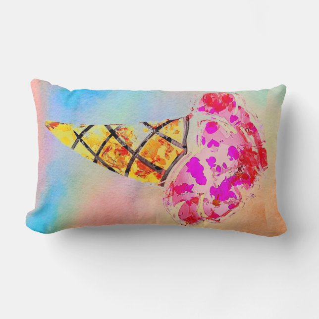 Rectangle Crème de glace Cone Lumbar Coussin (Recto)