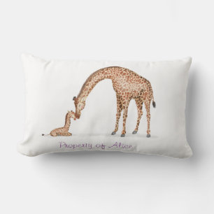 Rectangle Cute mère et bébé girafe pouponnière coussin