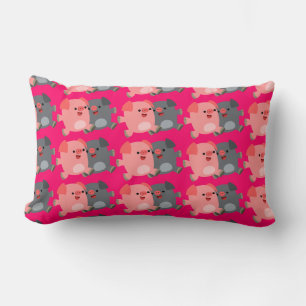 Rectangle Cute noir et blanc Cartoon Pigs Lumbar Coussin