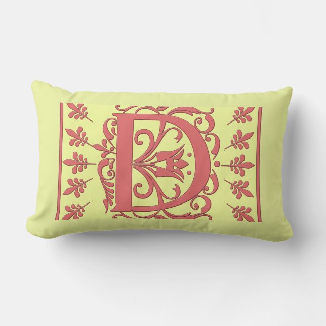 Rectangle D COUSSIN INITIAL - Rose D sur Arrière - plan JAUN (Recto)