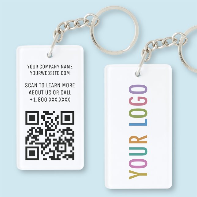 Rectangle de logo commercial Porte - clé de code Q (MISOOK 1.5 x 2.75 inch Rectangle Acrylic QR Code Keychain with Logo)