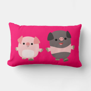 Rectangle De mignons cochons en caricature sur un Coussin de