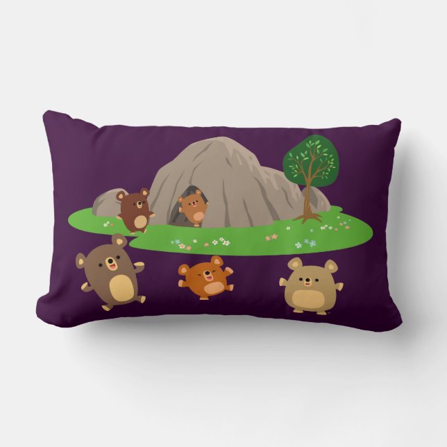 Rectangle De mignons ours de dessin dans un Coussin de grott (Recto)
