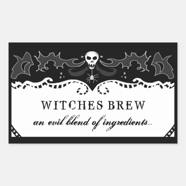 Rectangle d'Halloween noir et blanc Étiquette - gr (Devant)