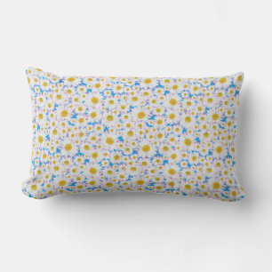 Rectangle Ditzy Daisy sur Blue Custom Lumbar Coussin