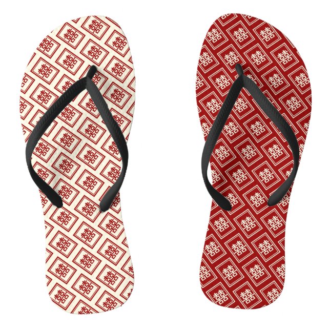 Rectangle Double Happiness Klassische chinesische  Flip Flops (Fußbett)