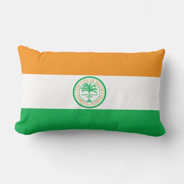 Rectangle Drapeau de Miami, Floride Lumbar Coussin (Recto)