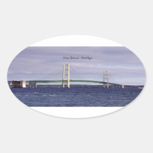 Rectangle du pont Mackinac ou autocollant ovale