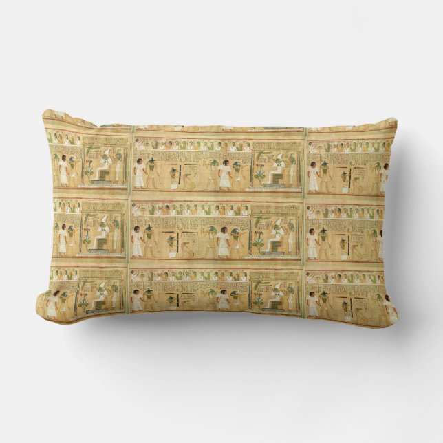 Rectangle Égypte-Hiéroglyphes Lumbar Coussin (Recto)