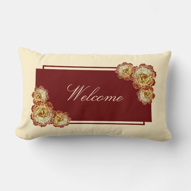 Rectangle Élégance bourguignonne et crème | Coussin Lumbar d (Recto)