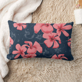 Rectangle Élégant rose et marine Floral Coussin illustré