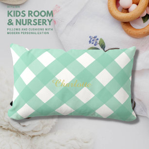 Rectangle en vichy Lumbar vert personnalisé Coussin coussin