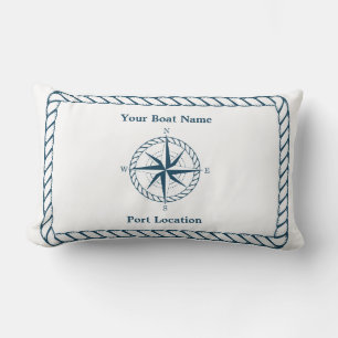 Rectangle Étoile nautique Nom de bateau personnalisé Coussin
