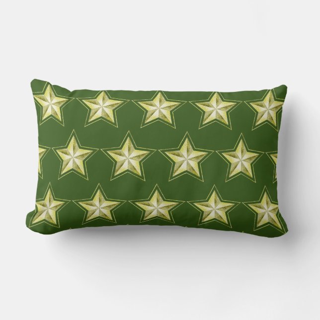 Rectangle Etoiles d'or sur Coussin Lumbar vert (Recto)