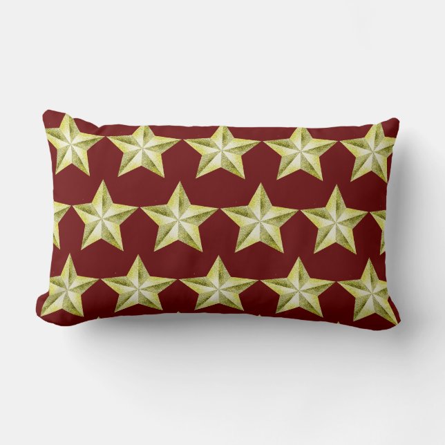 Rectangle Etoiles d'or sur Coussin Red Lumbar (Recto)