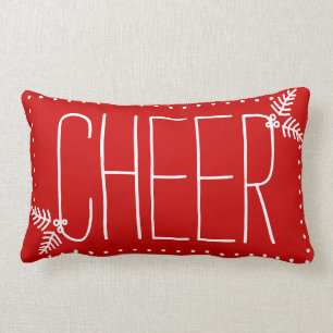 Rectangle Festif Noël Cheer Rouge Blanc Coussin d'hiver