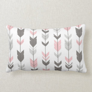 Rectangle Flèches pliantes Coussin - rose et gris sur blanc
