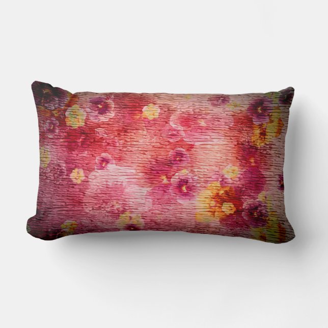 Rectangle Fleurs roses amour - Coussin (Recto)