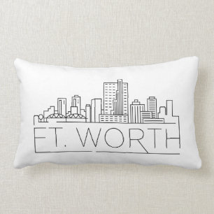 Rectangle Fort Worth, Texas Skyline Lumbar Coussin