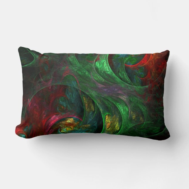 Rectangle Genesis Green Abstrait Art Lumbar Coussin (Recto)