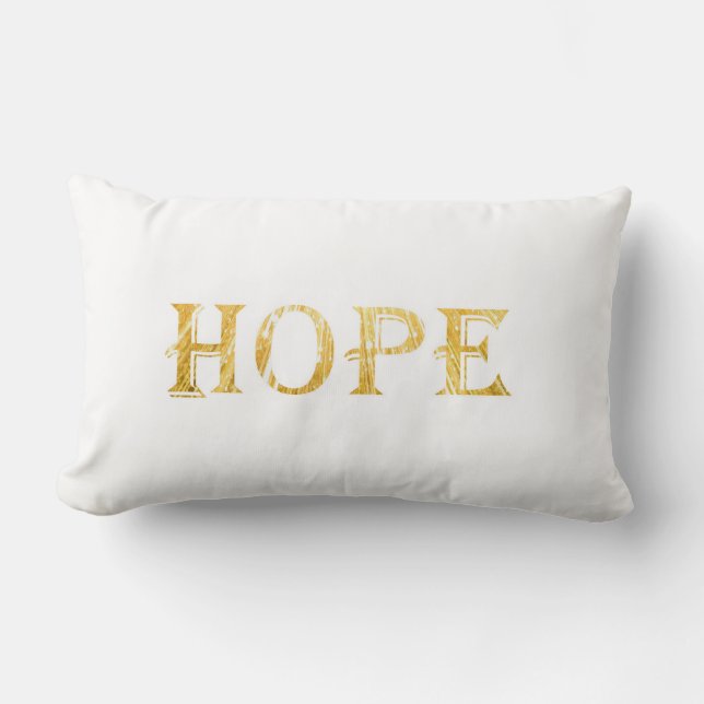 Rectangle Golden Hope Text Lumbar Coussin 33 cm x 53 cm (Recto)