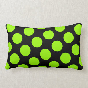 Rectangle Grand noir et vert Polka Dot Coussin américain MoJ