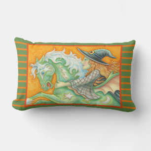 Rectangle HALLOUS EVE WITCH ET HORSE LUMBAR COUSSIN Green