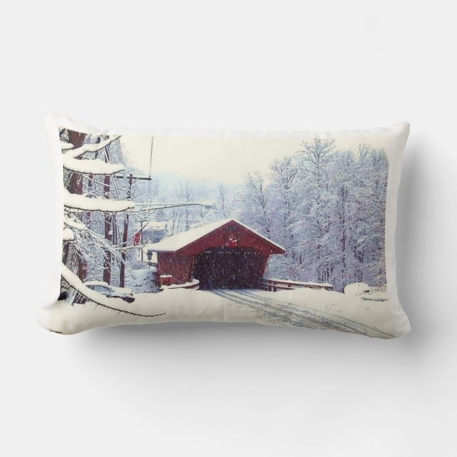 Rectangle HIVER SUR le coussin de PONT COUVERT (Recto)