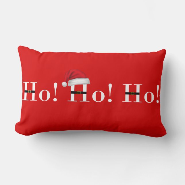Rectangle Ho Ho Ho coussin rouge de Noël (Recto)