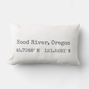 Rectangle Hood River, Oregon Coordonnées Coussin Lombaire